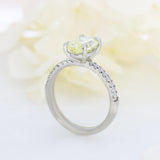 Platinum Certified Fancy Yellow Oval Lab Grown Diamond Solitaire Ring 1.73ct VS1