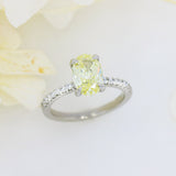 Platinum Certified Fancy Yellow Oval Lab Grown Diamond Solitaire Ring 1.73ct VS1