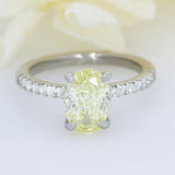 Platinum Certified Fancy Yellow Oval Lab Grown Diamond Solitaire Ring 1.73ct VS1