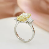 Platinum Certified Fancy Intense Yellow Lab Grown Diamond 3 Stone Ring 5.11ct