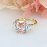 18ct & Plat Certified Fancy Vivid Pink Lab Diamond with Trapezoid Shoulders 3.92ct