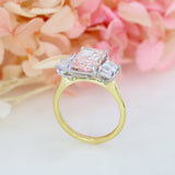 18ct & Plat Certified Fancy Vivid Pink Lab Diamond with Trapezoid Shoulders 3.92ct