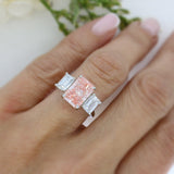 Platinum Certified Rectangular Lab Fancy Vivid Pink & lab Emerald Cut 6.07ct