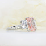 Platinum Certified Rectangular Lab Fancy Vivid Pink & lab Emerald Cut 6.07ct