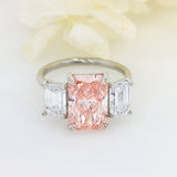 Platinum Certified Rectangular Lab Fancy Vivid Pink & lab Emerald Cut 6.07ct