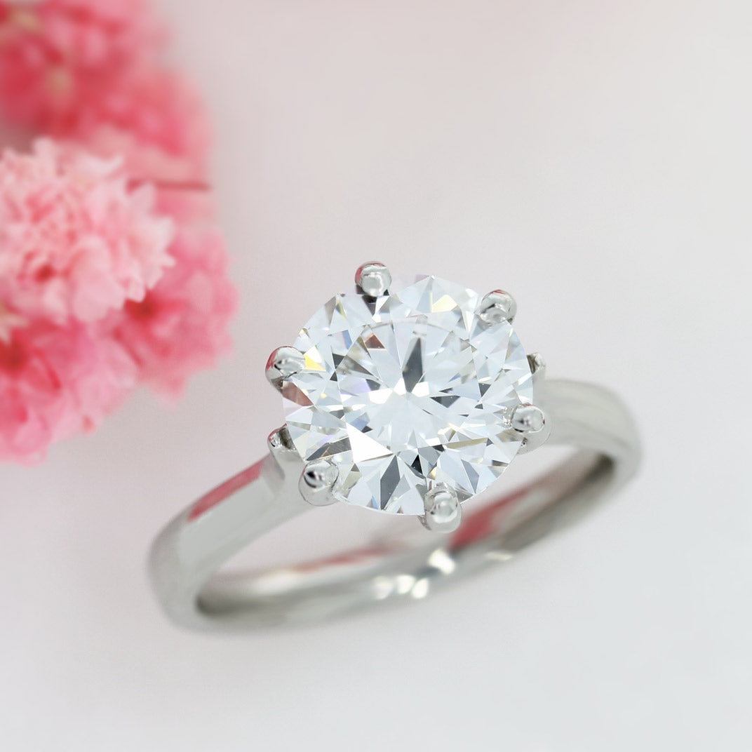 Platinum Certified Brilliant Cut Lab Grown Diamond Solitaire Ring 3.01ct D VS2