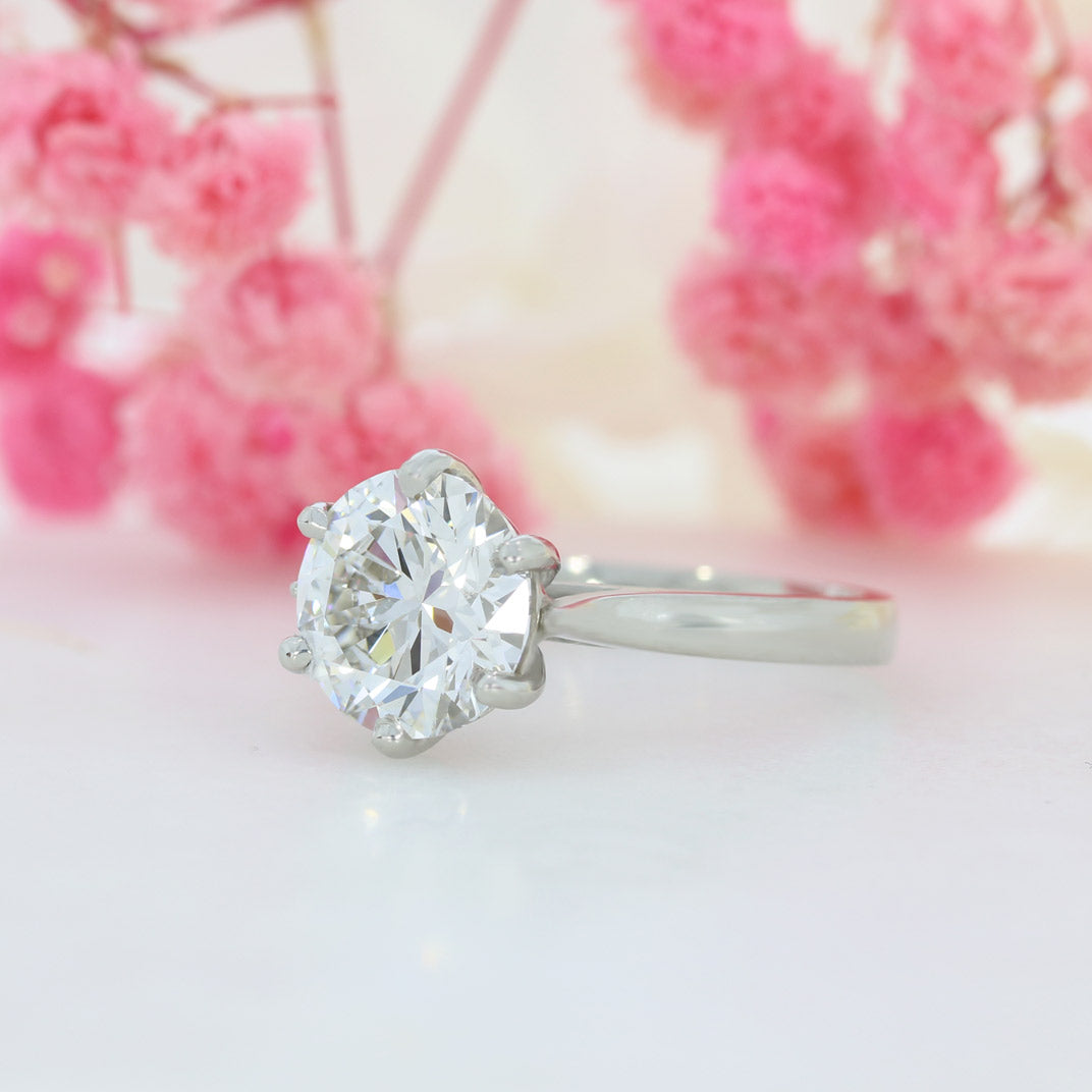 Platinum Certified Brilliant Cut Lab Grown Diamond Solitaire Ring 3.01ct D VS2