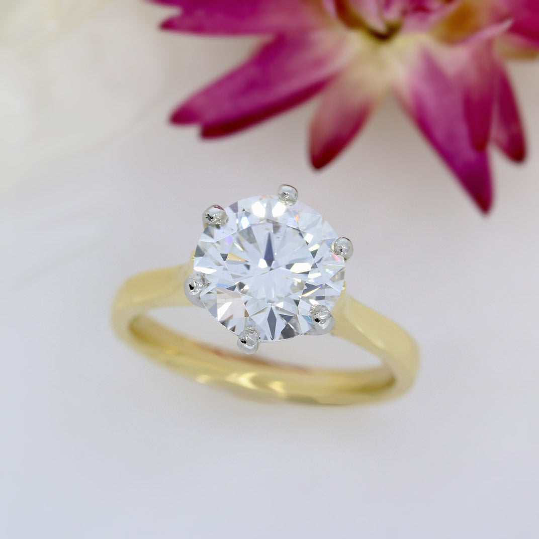 18ct & Platinum Certified Brilliant Cut Lab Grown Diamond Solitaire Ring 3.00ct