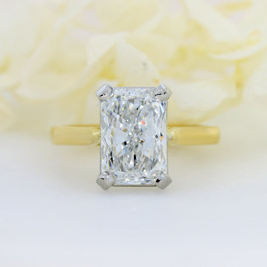 18ct & Platinum Certified Rectangular Brilliant Lab Diamond Solitaire 3.63ct D VVS2