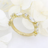 18ct Yellow Gold Marquise & Round Lab Diamond Eternity Ring Total 1.12ct