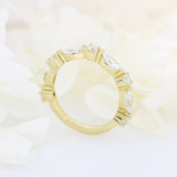 18ct Yellow Gold Marquise & Round Lab Diamond Eternity Ring Total 1.12ct