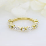18ct Yellow Gold Marquise & Round Lab Diamond Eternity Ring Total 1.12ct