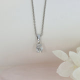 9ct White Gold Oval Lab Diamond Solitaire Pendant 0.73ct 18" chain