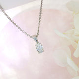 9ct White Gold Oval Lab Diamond Solitaire Pendant 0.73ct 18" chain