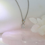 9ct White Gold Oval Lab Diamond Solitaire Pendant 0.73ct 18" chain