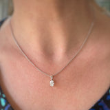 9ct White Gold Oval Lab Diamond Solitaire Pendant 0.73ct 18" chain