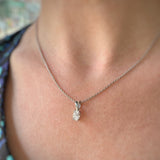 9ct White Gold Oval Lab Diamond Solitaire Pendant 0.73ct 18" chain