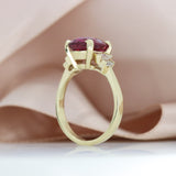 9ct Gold Claw Set Oval 3.76ct Pink Tourmaline & Lab Diamond Ring