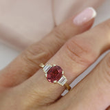9ct Gold Oval 2.21ct Pink Tourmaline & Lab Diamond Ring