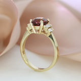 9ct Gold Oval 2.21ct Pink Tourmaline & Lab Diamond Ring
