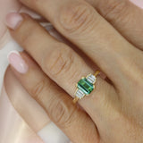 18ct Emerald Cut Green Tourmaline 1.40ct & Lab Diamond Ring