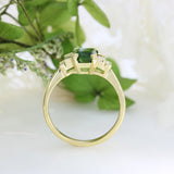 18ct Emerald Cut Green Tourmaline 1.40ct & Lab Diamond Ring