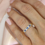 9ct Yellow Gold Channel Set Sapphire & Lab Diamond Eternity Ring