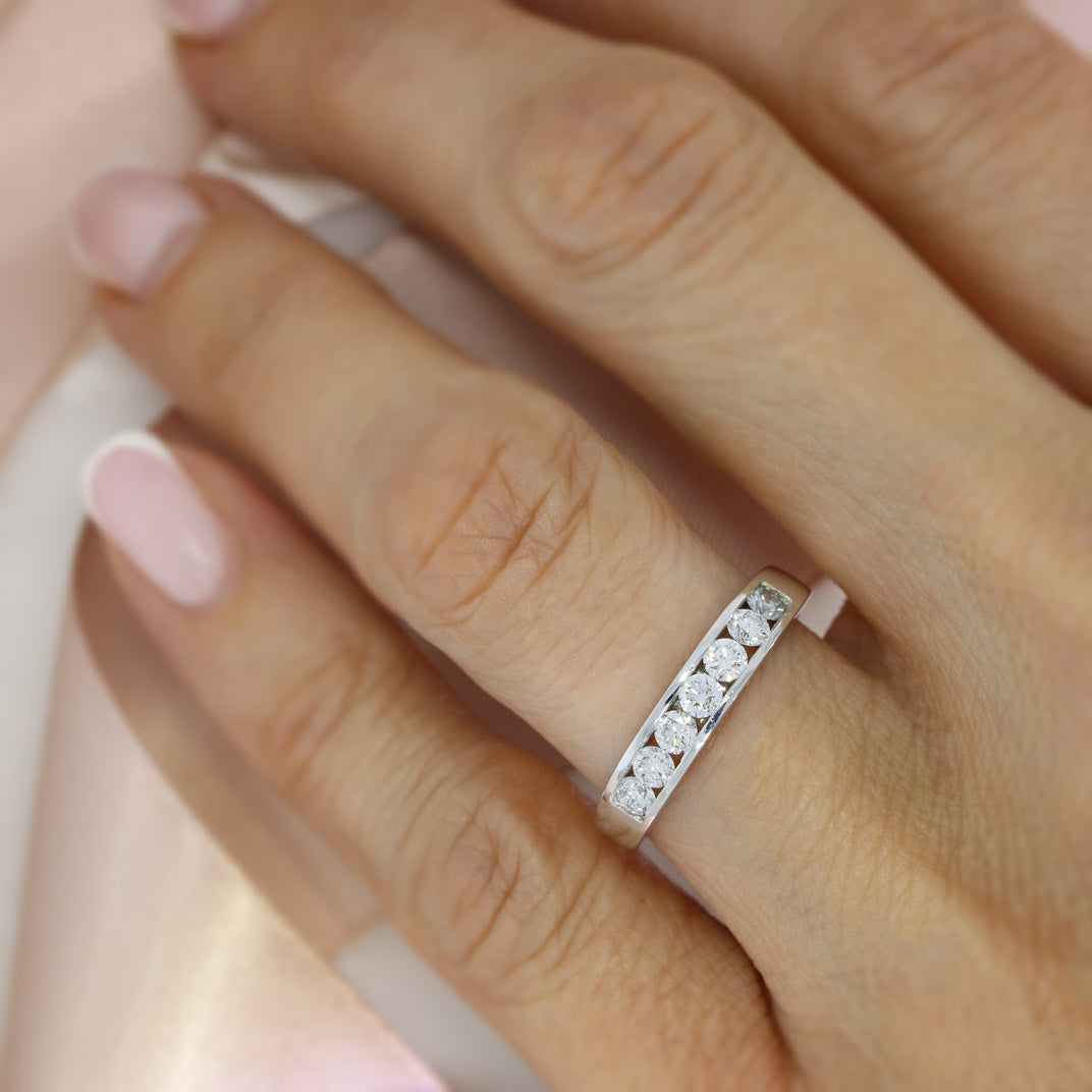 9ct White Gold Channel Set Lab Diamond Eternity Ring 0.59ct