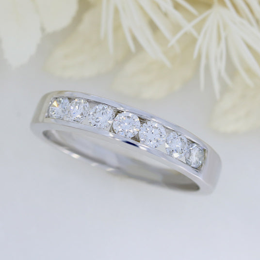 9ct White Gold Channel Set Lab Diamond Eternity Ring 0.59ct