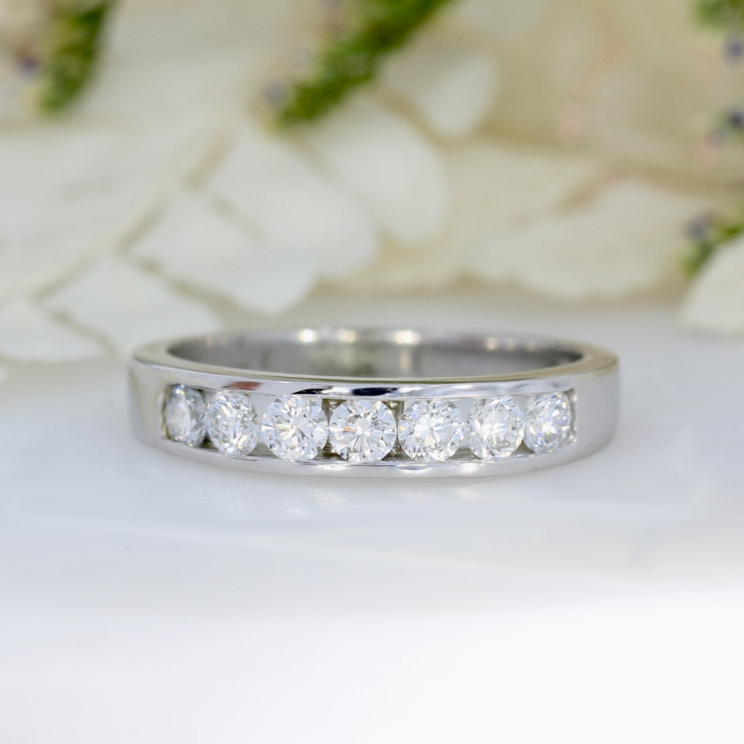 9ct White Gold Channel Set Lab Diamond Eternity Ring 0.59ct