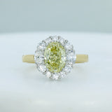 18ct Gold Claw Set Certified Fancy Intense Yellow Lab Diamond Cluster Ring 2.47ct VS1