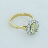 18ct Gold Claw Set Certified Fancy Intense Yellow Lab Diamond Cluster Ring 2.47ct VS1