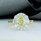 18ct Gold Claw Set Certified Fancy Intense Yellow Lab Diamond Cluster Ring 2.47ct VS1