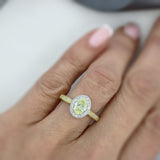 18ct Gold & Platinum Certified Fancy Yellow Lab Diamond Cluster Ring 1.40ct VVS2