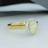 18ct Gold & Platinum Certified Fancy Yellow Lab Diamond Cluster Ring 1.40ct VVS2