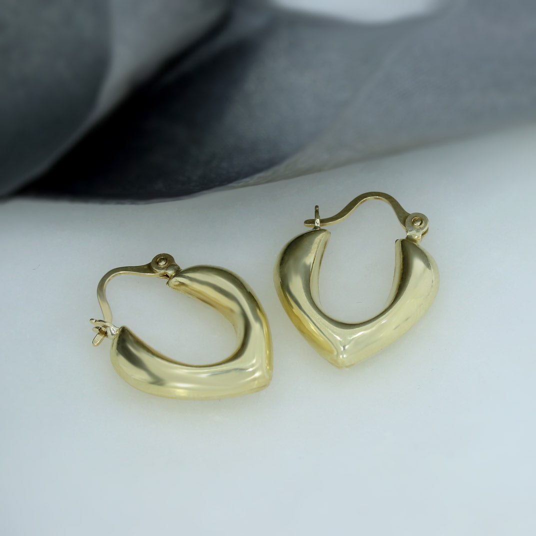 9ct Yellow Gold Hollow Pointed Creole Hoop Earrings