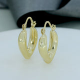 9ct Yellow Gold Hollow Pointed Creole Hoop Earrings