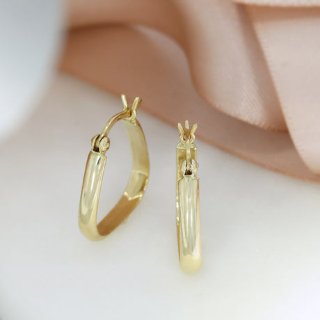9ct Yellow Gold Soft Triangular Creole Hoop Earrings