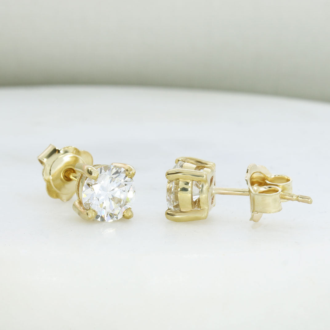9ct Gold 4 Claw Brilliant Cut Lab Grown Diamond Stud Earrings 2.10ct
