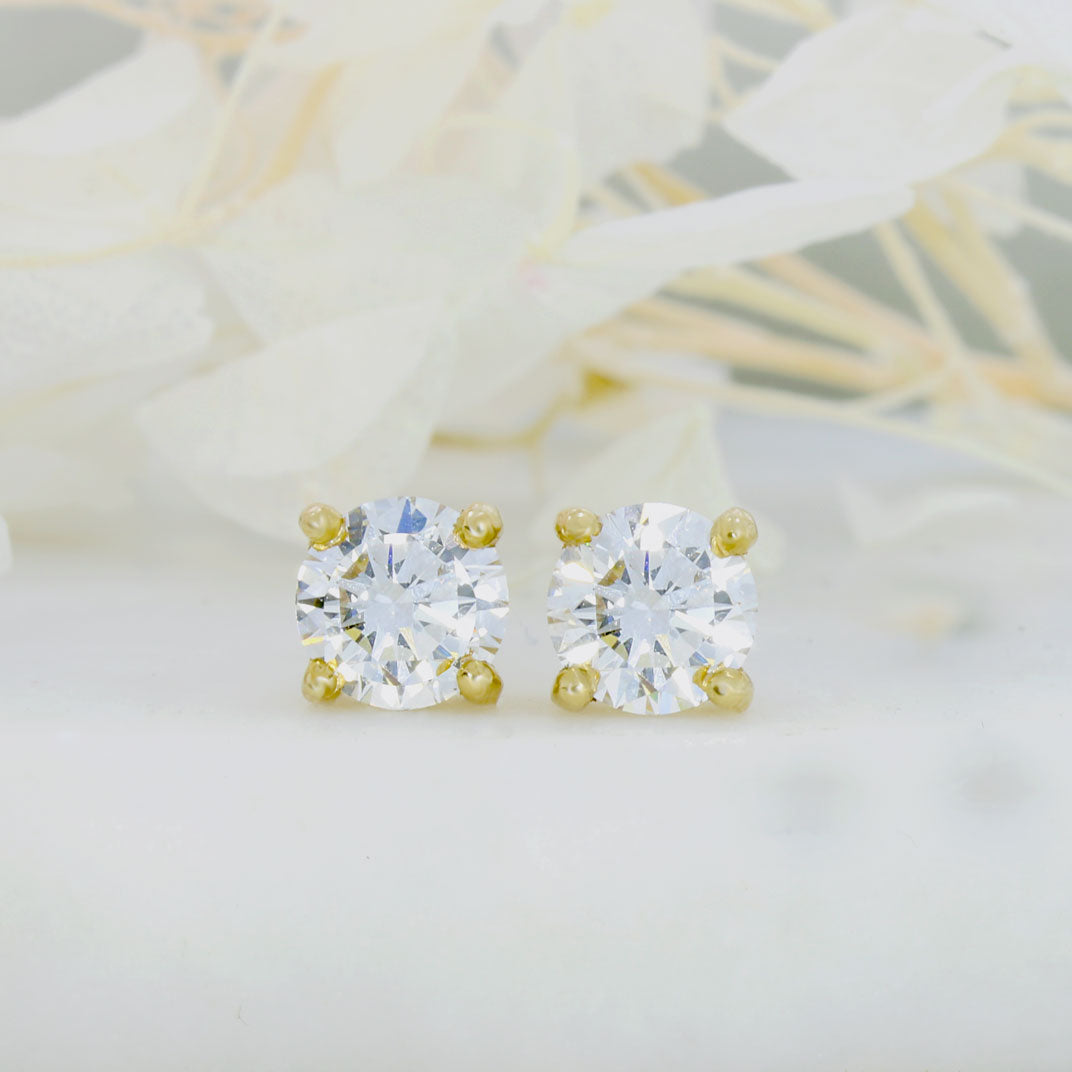 9ct Gold 4 Claw Brilliant Cut Lab Grown Diamond Stud Earrings 2.10ct