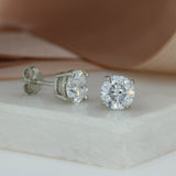 Platinum 4 Claw Set Laboratory Grown Diamond Stud Earrings 3.50ct