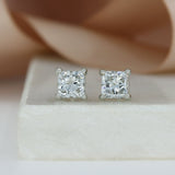 Platinum 4 Claw Set Princess Cut Laboratory Grown Diamond Studs 2.00ct