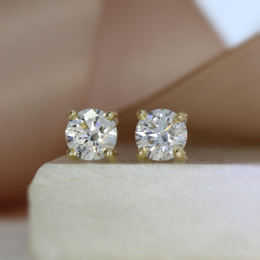 9ct Yellow Gold 4 Lab Grown Diamond Stud Earrings 1.64ct