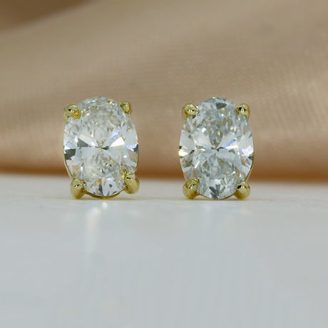 9ct Yellow Gold Oval Lab Grown Diamond Stud Earrings 2.11ct
