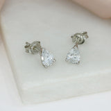 Platinum Pear Shaped Lab Grown Diamond Stud Earrings 1.42ct