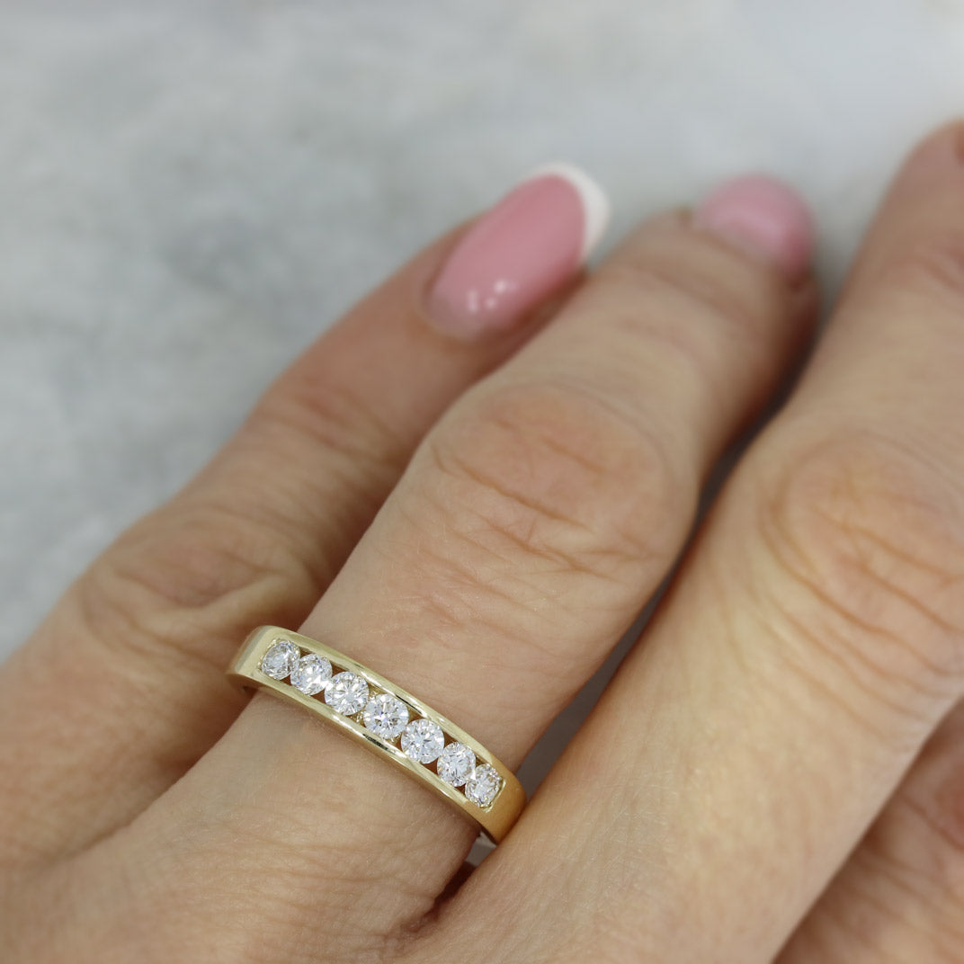 9ct Yellow Gold Channel Set Lab Grown Eternity Ring 0.57ct