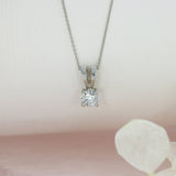 9ct White Gold Lab Grown Diamond Solitaire Stone Pendant 0.25ct on a 9ct 17Inch Chain