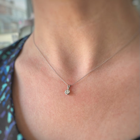 9ct White Gold Lab Grown Diamond Solitaire Pendant 0.33ct on a 9ct 17 Inch Chain