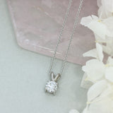 9ct White Gold 4 Claw Certified Lab Diamond Pendant with Split Bale .71ct 16" Chain