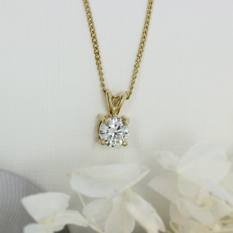 9ct Yellow Gold Certified Lab Grown Diamond Pendant 1ct D VS1 18" Chain